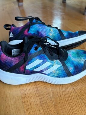 Adidas Fortarun X Running Shoes Sneakers Multicolor Galaxy TD Youth Girls Sz 3Y